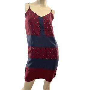 Rag & Bone- Red and Blue Silk Chemise Mini Dress- 4